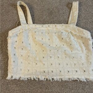 white frayed cropped summer top